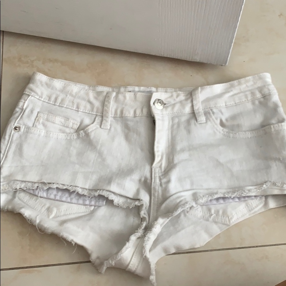White jean shorts
